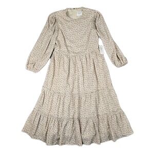 TUCKERNUCK Hyacinth House Dress Womens XL Cream Floral Jesse Midi Cottage NWT